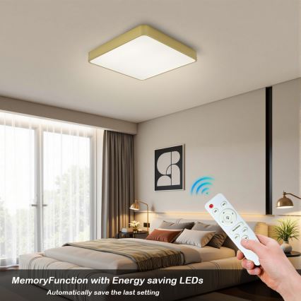 Brilagi - Dimmbare LED-Deckenleuchte POOL LED/48W/230V 3000-6000K 50x50 cm goldfarben + Fernbedienung