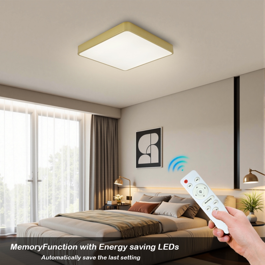 Brilagi - Dimmbare LED-Deckenleuchte POOL LED/48W/230V 3000-6000K 50x50 cm goldfarben + Fernbedienung