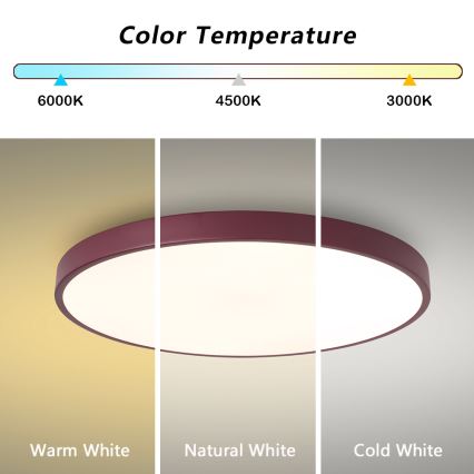 Brilagi - LED-dimmbare Deckenleuchte POOL LED/60W/230V 3000-6000K Ø 60 cm burgunderrot + Fernbedienung