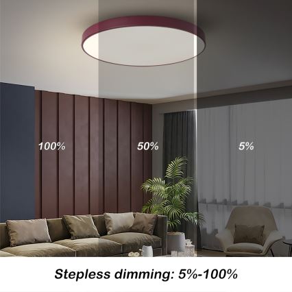 Brilagi - LED-dimmbare Deckenleuchte POOL LED/60W/230V 3000-6000K Ø 60 cm burgunderrot + Fernbedienung