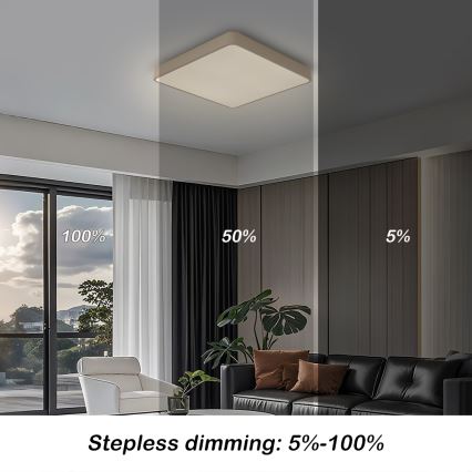 BRILAGI - dimmbare LED-Deckenleuchte POOL SQUARE LED/36W/230V 3000-6000K 40x40 cm beige + Fernbedienung