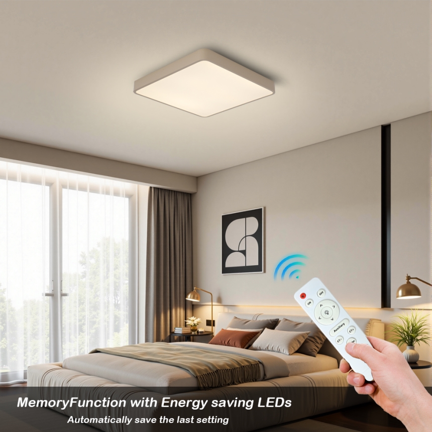 BRILAGI - dimmbare LED-Deckenleuchte POOL SQUARE LED/36W/230V 3000-6000K 40x40 cm beige + Fernbedienung