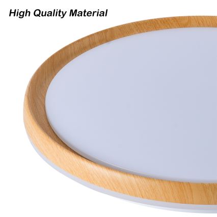 Brilagi - dimmbare LED-Deckenleuchte RIVO LED/72W/230V 3000–6000K Holzdekor Ø 50 cm + Fernbedienung