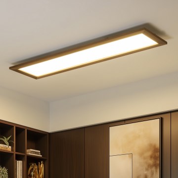 Brilagi - LED-dimmbare Deckenleuchte SLIMFRAME WOOD LED/58W/230V 124x34 cm 3000-6000K dunkelbraun + Fernbedienung