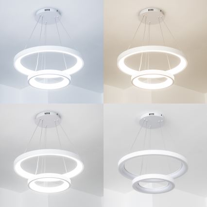 Brilagi - LED-dimmbare Pendelleuchte an Seil FALCON SLIM LED/68W/230V 3000-6500K Ø 50 cm weiß + Fernbedienung