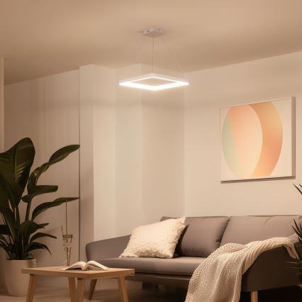 Brilagi - LED dimmbare Pendelleuchte an Kabel FALCON SLIM LED/50W/230V 3000-6500K 50x50 cm weiß + Fernbedienung