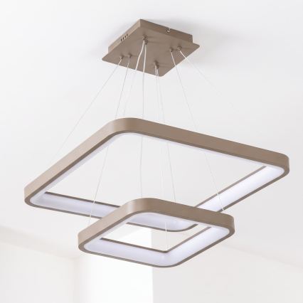 BRILAGI - Dimmbare LED-Pendelleuchte an Kabel FALCON SLIM LED/78W/230V 3000-6500K 50x50 cm beige + Fernbedienung