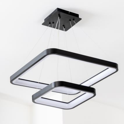 Brilagi - LED-dimmbare Hängeleuchte mit Seilaufhängung FALCON SLIM LED/78W/230V 3000-6500K 50x50 cm schwarz + Fernbedienung