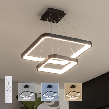 Brilagi - LED-dimmbare Hängeleuchte mit Seilaufhängung FALCON SLIM LED/78W/230V 3000-6500K 50x50 cm schwarz + Fernbedienung