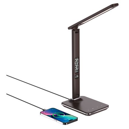 Brilagi - Dimmbare LED-Tischlampe mit kabelloser QI-Ladefunktion und USB REGINA LED/8,5W/230V Braun
