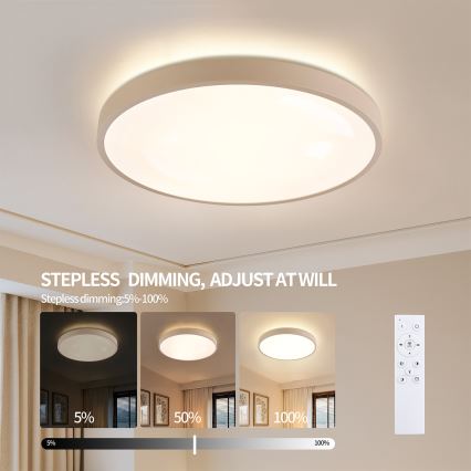 Brilagi - Dimmbare LED-Deckenleuchte GLASS POOL DOUBLE LED/80W/230V 3000–6000K 60 cm beige + Fernbedienung