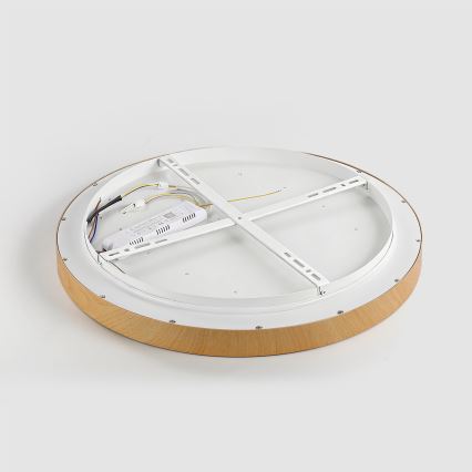 Brilagi - LED dimmbare Deckenleuchte GLASS POOL DOUBLE LED/80W/230V 3000-6000K 60 cm Holzdekor + Fernbedienung