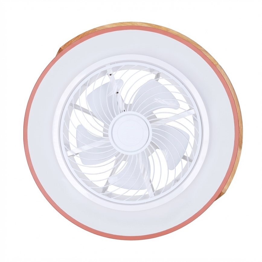 Brilagi - LED-dimmbare Deckenleuchte mit Ventilator LED/38W/230V 3000-6500K Ø 50 cm rosa/Eiche + Fernbedienung