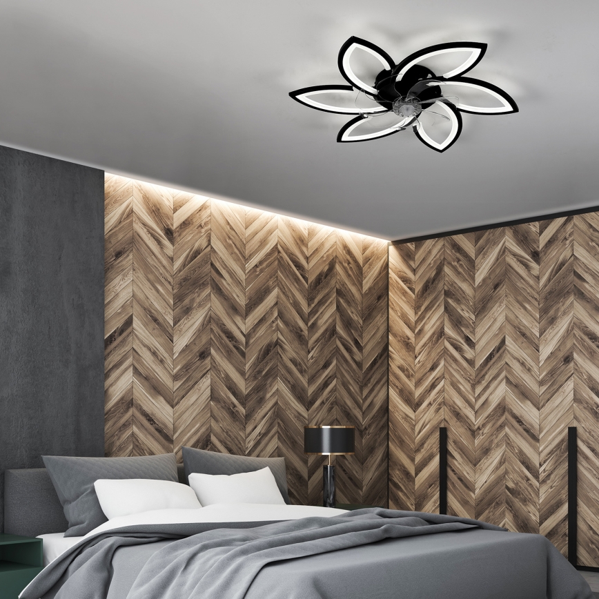 Brilagi - LED dimmbare Deckenleuchte mit Ventilator LED/50W/230V 3000-6500K Schwarz + Fernbedienung