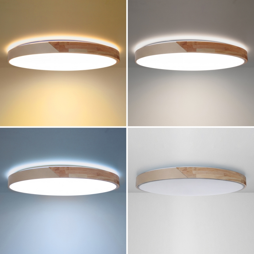 BRILAGI - LED-dimmbare Deckenleuchte PILANA LED/72W/230V 3000-6500K Eiche/Beige Ø 80 cm + Fernbedienung