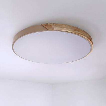 BRILAGI - LED-dimmbare Deckenleuchte PILANA LED/72W/230V 3000-6500K Eiche/Beige Ø 80 cm + Fernbedienung