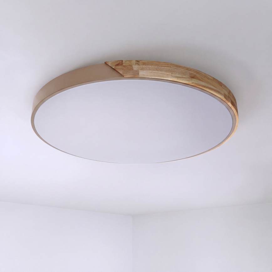 BRILAGI - LED-dimmbare Deckenleuchte PILANA LED/72W/230V 3000-6500K Eiche/Beige Ø 80 cm + Fernbedienung
