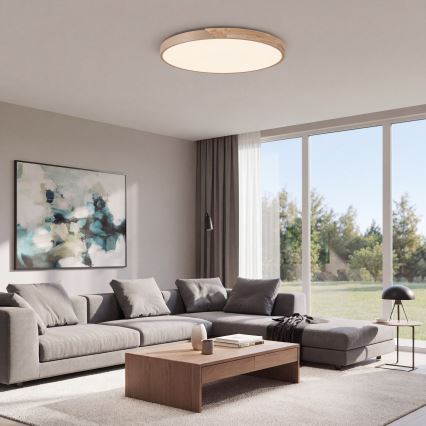 BRILAGI - LED-dimmbare Deckenleuchte PILANA LED/72W/230V 3000-6500K Eiche/Beige Ø 80 cm + Fernbedienung