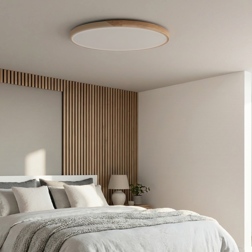 BRILAGI - LED-dimmbare Deckenleuchte PILANA LED/72W/230V 3000-6500K Eiche/Beige Ø 80 cm + Fernbedienung