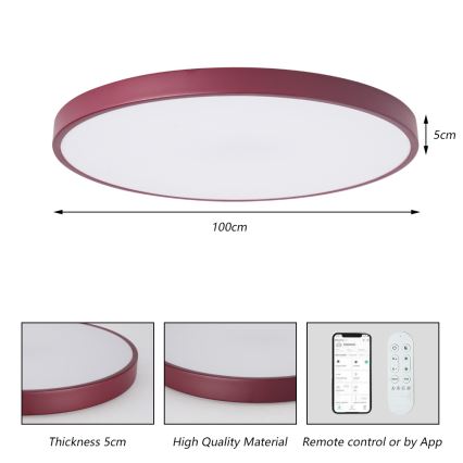 Brilagi - Dimmbare LED-Poolleuchte POOL SMART LED/128W/230V Ø 100 cm Wi-Fi Tuya + Fernbedienung burgunderrot