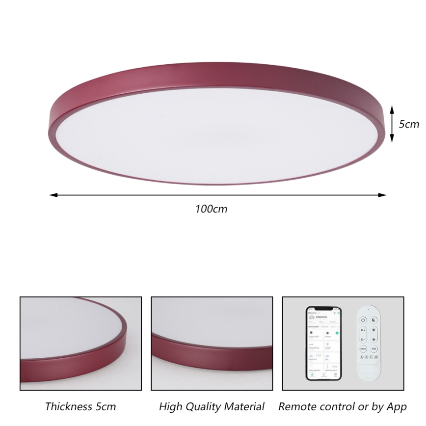 Brilagi - Dimmbare LED-Poolleuchte POOL SMART LED/128W/230V Ø 100 cm Wi-Fi Tuya + Fernbedienung burgunderrot
