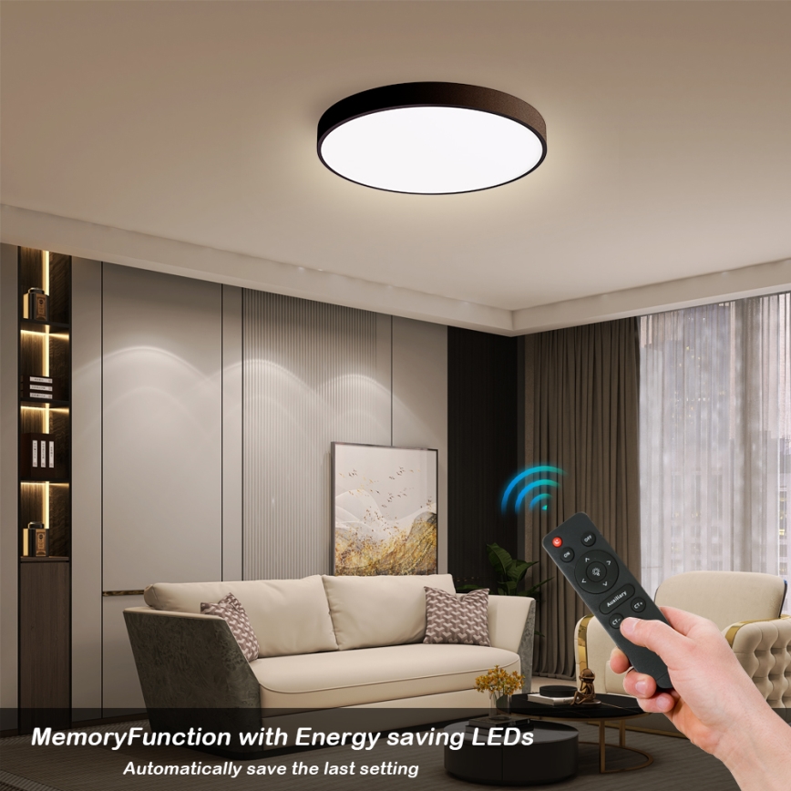 Brilagi - dimmbare LED-Deckenleuchte POOL SMART LED/48W/230V 40 cm 3000-6000K Wi-Fi Tuya + Fernbedienung schwarz