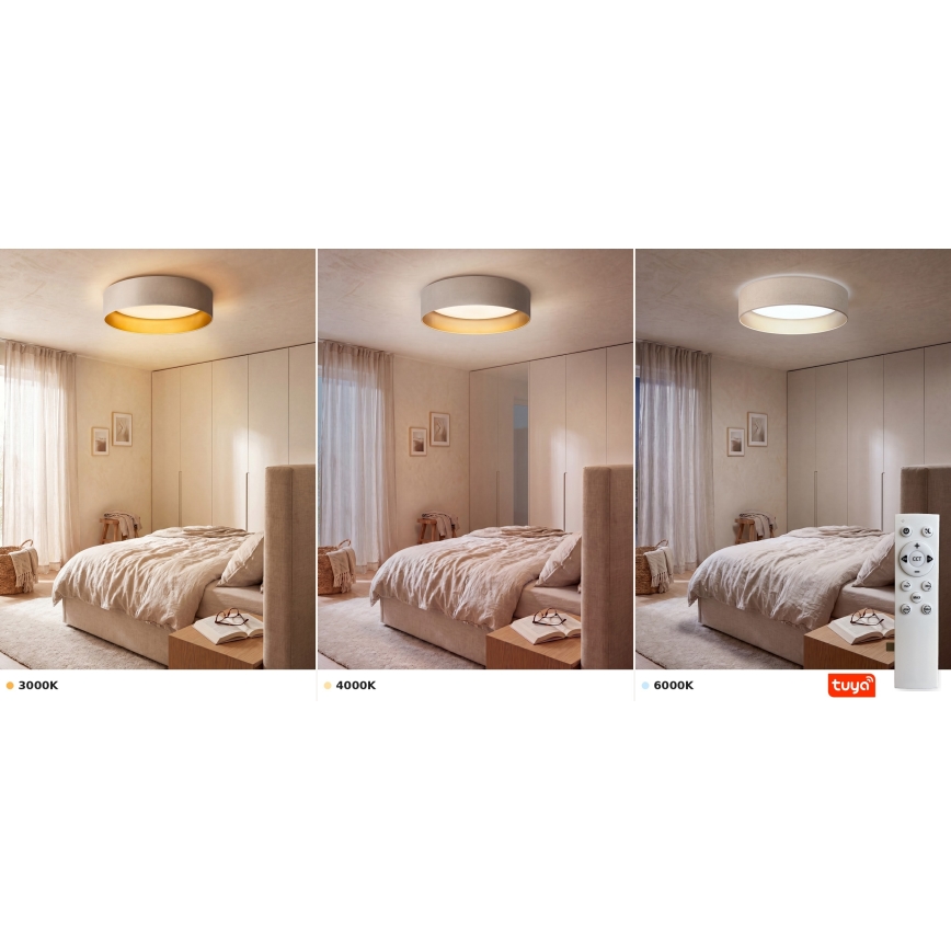 Brilagi - LED-dimmbare Deckenleuchte VELVET SMARTIX STARS LED/24W/230V 3000–6000K Ø 45 cm creme/gold Wi-Fi Tuya Beacon + Fernbedienung