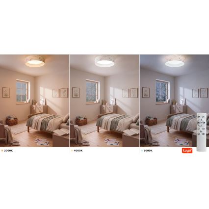 Brilagi - LED dimmbare Deckenleuchte VELVET SMARTIX LED/24W/230V 3000–6000K Ø45 cm weiß mit Blumenmuster Wi‑Fi Tuya Beacon + Fernbedienung