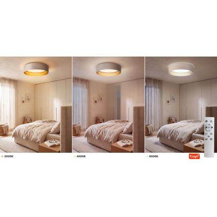 Brilagi - LED-dimmbare Deckenleuchte VELVET SMARTIX LED/36W/230V 3000–6000K Ø 55 cm creme/gold Wi-Fi Tuya Beacon + Fernbedienung