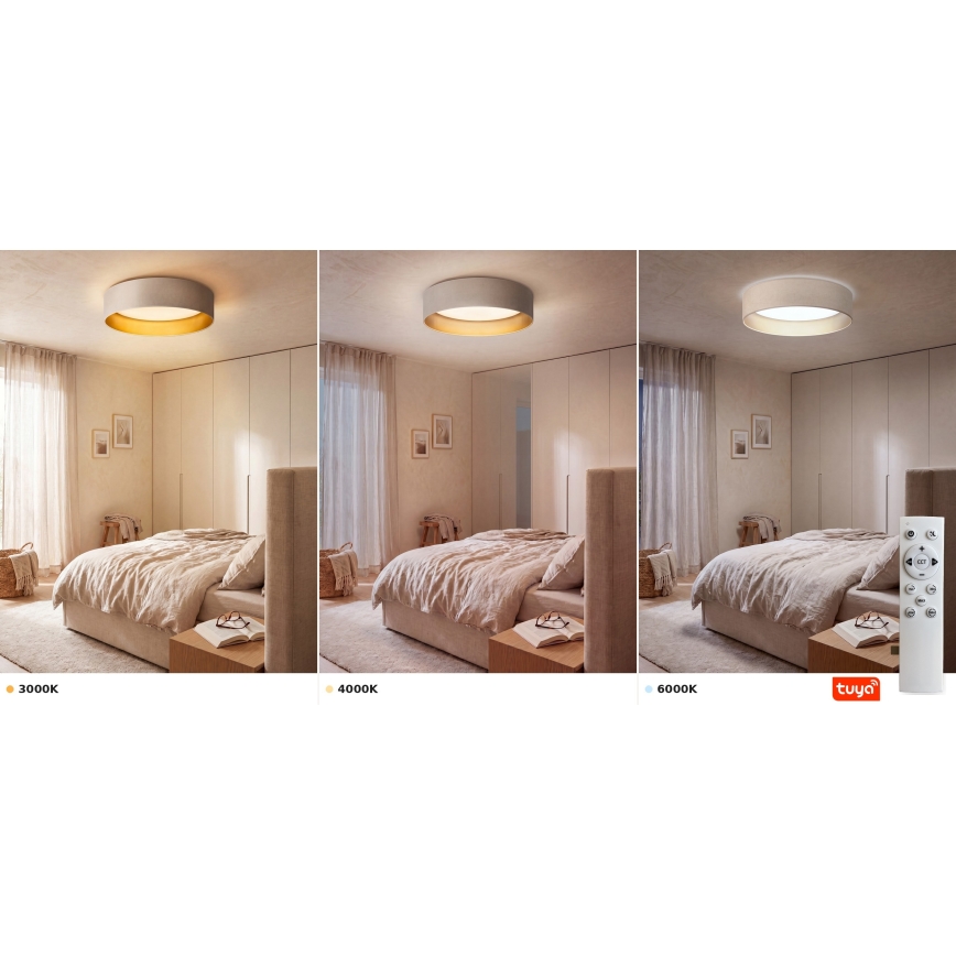 Brilagi - LED-dimmbare Deckenleuchte VELVET SMARTIX LED/36W/230V 3000–6000K Ø 55 cm creme/gold Wi-Fi Tuya Beacon + Fernbedienung