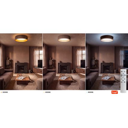 Brilagi - dimmbare LED-Deckenleuchte VELVET SMARTIX LED/36W/230V 3000–6000K Ø 55 cm braun/gold Wi‑Fi Tuya Beacon + Fernbedienung