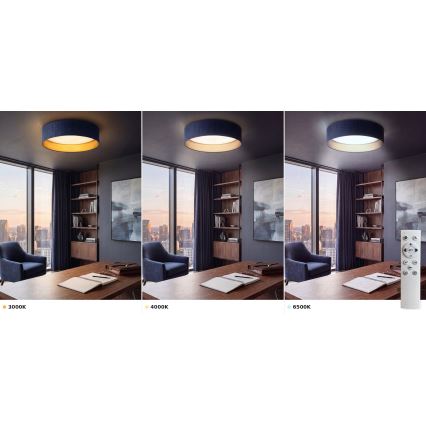 Brilagi - dimmbare LED-Deckenleuchte VELVET SMART VARI LED/24W/230V 3000–6500K Ø 45 cm blau/gold + Fernbedienung