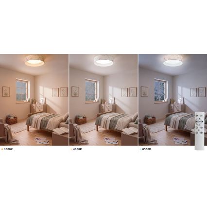 BRILAGI - LED-dimmbare Deckenleuchte VELVET SMART VARI LED/36W/230V 3000-6500K Ø 55 cm weiß/Blumen + Fernbedienung