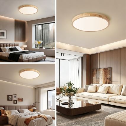Brilagi - LED-dimmbare Deckenleuchte WOODLINE LED/72W/230V 3000-6000K Eiche Ø 60 cm + Fernbedienung