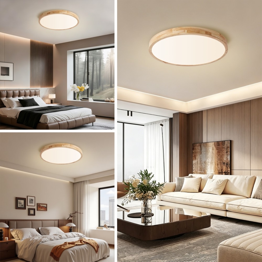 Brilagi - LED-dimmbare Deckenleuchte WOODLINE LED/72W/230V 3000-6000K Eiche Ø 60 cm + Fernbedienung