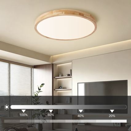 Brilagi - LED-dimmbare Deckenleuchte WOODLINE LED/72W/230V 3000-6000K Eiche Ø 60 cm + Fernbedienung