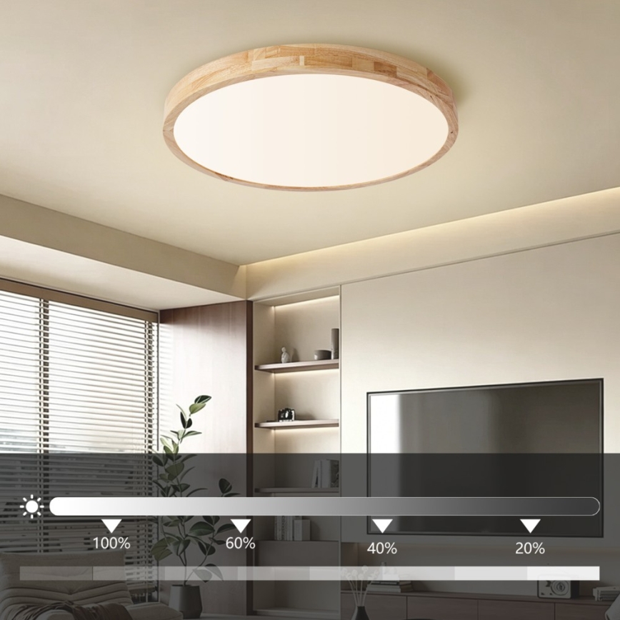 Brilagi - LED-dimmbare Deckenleuchte WOODLINE LED/72W/230V 3000-6000K Eiche Ø 60 cm + Fernbedienung
