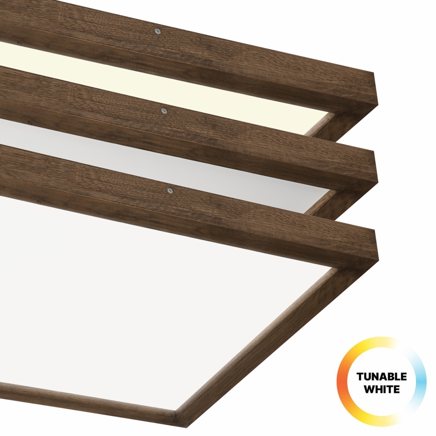 BRILAGI - Dimmbare LED-Badezimmer-Deckenleuchte WOODY FRAME LED/50W/230V Eiche Nussbaum 60x60 cm 3000-6000K IP44 + Fernbedienung