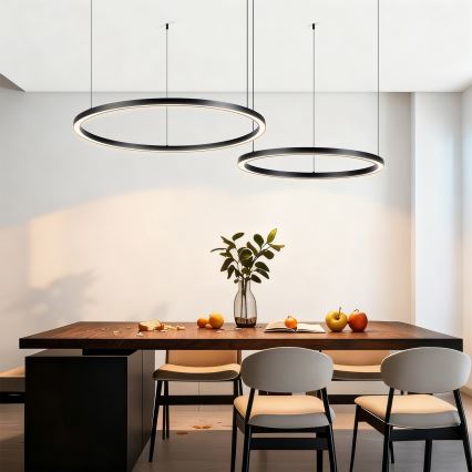 Brilagi - PORTOFINO LED-dimmbare Hängeleuchte an Seil LED/98W/230V 3000–6000K schwarz + Fernbedienung