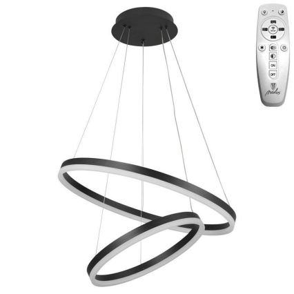 Brilagi - Dimmbare LED-Pendelleuchte an Stahlseil CIRCLE LED/70W/230V 3000-6500K Ø 60 cm schwarz inkl. Fernbedienung