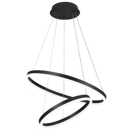 Brilagi - Dimmbare LED-Pendelleuchte an Stahlseil CIRCLE LED/70W/230V 3000-6500K Ø 60 cm schwarz inkl. Fernbedienung