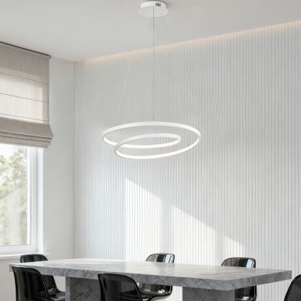 Brilagi - LED-dimmbare Pendelleuchte an Kabel TWISTER LED/48W/230V 3000-6000K Ø 50 cm Weiß + Fernbedienung