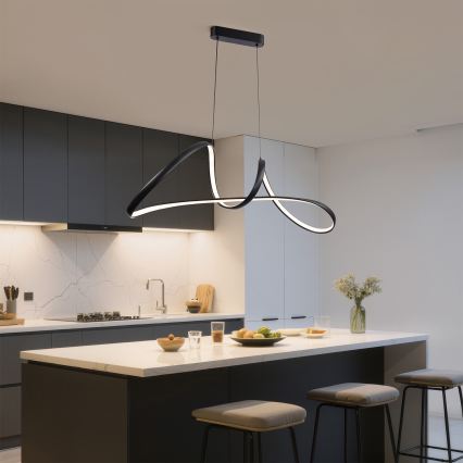 Brilagi - dimmbare Pendelleuchte TWISTER LED/60W/230V 3000-6000K schwarz + Fernbedienung