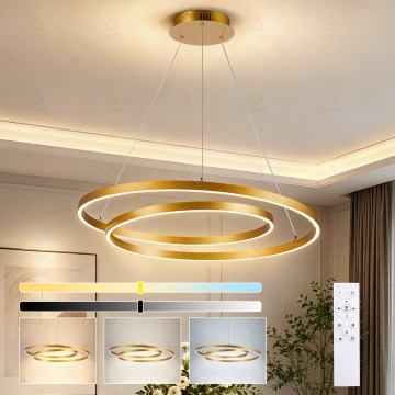 Brilagi - LED-dimmbare Pendelleuchte an Kabel TWISTER LED/75W/230V 3000-6000K Ø 70 cm goldfarben + Fernbedienung