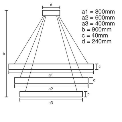 Brilagi - LED-dimmbare Hängeleuchte mit Kabelabhängung CIRCLE LED/125W/230V 3000-6500K Ø 80 cm schwarz + Fernbedienung
