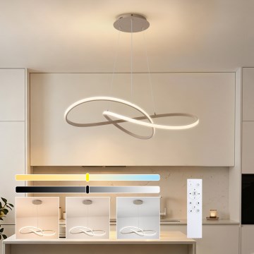 Brilagi - LED-dimmbare Pendelleuchte an Seil INFINITY LED/80W/230V 3000-6000K 80x80 cm beige + Fernbedienung