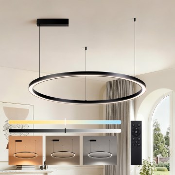 Brilagi - LED-dimmbare Pendelleuchte an Seil PORTOFINO LED/60W/230V 3000-6000K Ø 80 cm schwarz + Fernbedienung