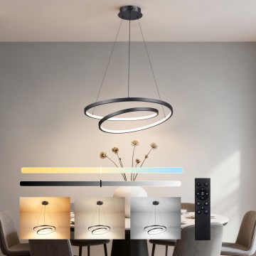 Brilagi - LED-dimmbare Pendelleuchte an Seil TWISTER LED/48W/230V 3000–6000K Ø 50 cm schwarz + Fernbedienung