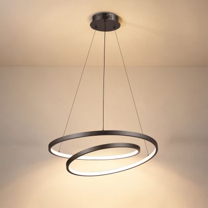 Brilagi - LED-dimmbare Pendelleuchte an Seil TWISTER LED/48W/230V 3000–6000K Ø 50 cm schwarz + Fernbedienung