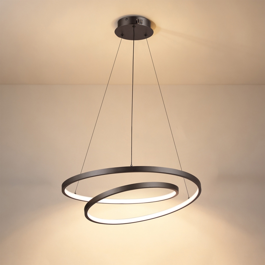 Brilagi - LED-dimmbare Pendelleuchte an Seil TWISTER LED/48W/230V 3000–6000K Ø 50 cm schwarz + Fernbedienung